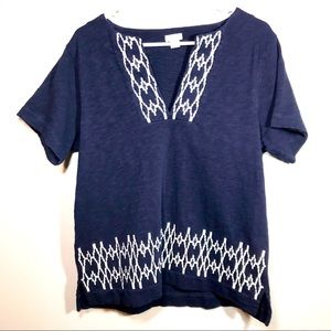 J. Crew Women's Blue and White Tunic Top